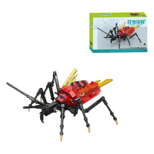 174PCS/BOX Red Stinkbug 3D DIY Plastic Insect Toys Series Building Blocks Model Bug Toys For Children