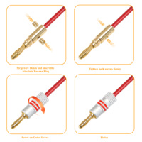 Conectores Banana Chapados en Oro Sin Soldadura, Calibre 12-18AWG, Conector de 4 mm para Altavoz, Amplificador, Receptor AV de Alta Fidelidad, Cable de Audio Estéreo