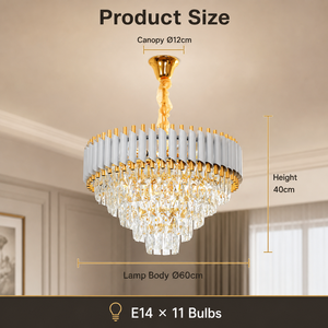 Lámpara de araña de cristal de lujo con acabado dorado y anillo de metal para comedor, sala de estar, hotel, villa, decoración de interiores, iluminación para el hogar - Product Image 3