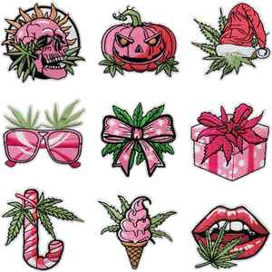 Parche termoadhesivo bordado en 3D con diseños de caja de regalo de Navidad rosa, calabaza, helado, calavera y lazo para decoración de ropa y bolsos - Product Image 1