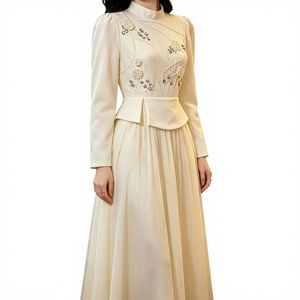 Vestido Abaya de Polietersulfona Transpirable para Mujer, Elegante, Holgado, Largo hasta el Suelo, Manga Larga, con Efecto Arrugado y Tie-Dye, para Bodas Musulmanas - Product Image 3