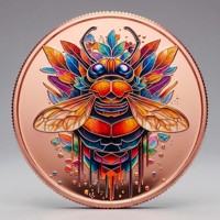 Pièce de monnaie en cuivre pur 999 de 5 oz, style artistique décoratif peint, motif animal, en relief, UV 3D, édition de collection