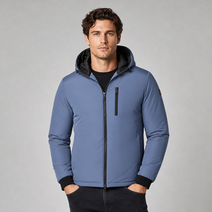 Veste <span class=keywords><strong>d</strong></span>'<span class=keywords><strong>hiver</strong></span> chaude pour <span class=keywords><strong>homme</strong></span>, en duvet, à capuche, coupe-vent, avec poche zippée sur la poitrine, parka rembourrée <span class=keywords><strong>d</strong></span>écontractée pour l'extérieur, bleu - Product Image 1