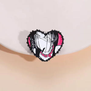 Badge de revers en métal de style anime Love <span class=keywords><strong>Drama</strong></span>, vente en gros, pas cher, noir et blanc, style bande dessinée, épingles en émail doux en stock - Product Image 2