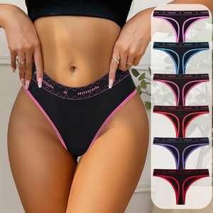 Ropa interior <span class=keywords><strong>de</strong></span> algodón <span class=keywords><strong>de</strong></span> tiro bajo sin costuras para mujer europea americana, calzoncillos finos para todos los días, Bikini, cintura tejida sólida para deportes - Product Image 1