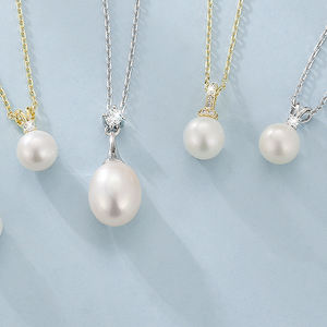 Vente en gros de colliers pendentifs en argent sterling S925 avec perle d'eau douce, plaqué or 14 carats, bijoux délicats de luxe unisexes de qualité supérieure - Product Image 2