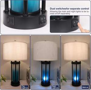 北欧现代风格圆形水晶台灯豪华卧室床头灯，带创意布套，适合夜间阅读 - Product Image 3