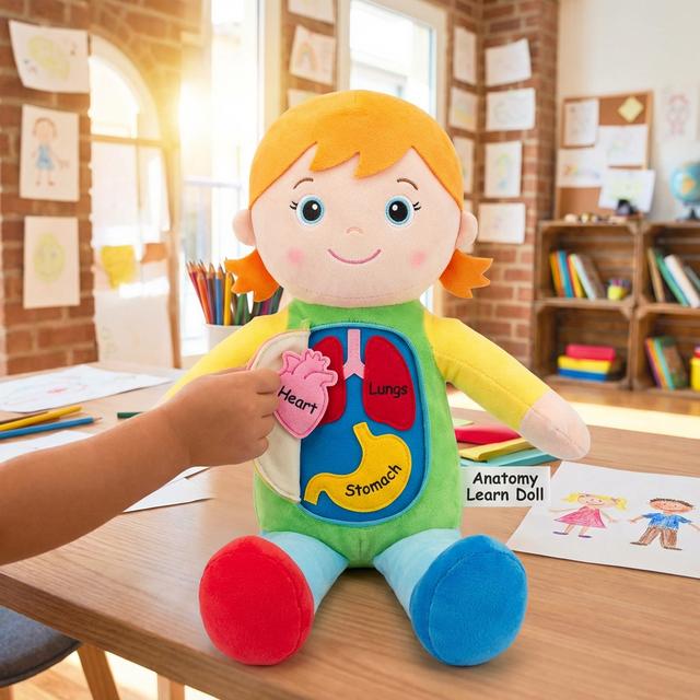 Anatomy Plush Doll with Removable Organs - Educational Biology Toy for Kids