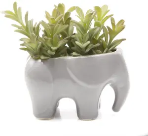 Hot sell daisy elephant ceramic succulent planter garden yard cute animal cactus pot flower pot for home office tabletop plant