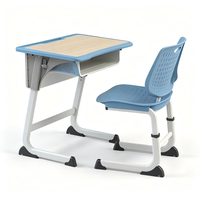 Ensemble de bureau et chaise d'école moderne réglable en métal de haute qualité avec plateau en bois pour l'étude des élèves