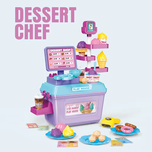 Mainan anak perempuan 2 in 1 Supermarket toko makanan penutup mainan bermain peran portabel dapat berubah untuk anak-anak permainan peran - Product Image 3