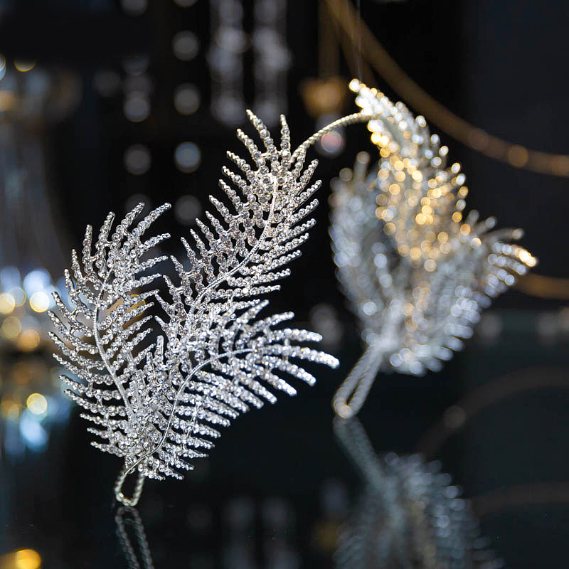 Высококачественная повязка на голову MHG53 с перьями, повязка на голову со стразами для невесты, аксессуары для волос для невесты