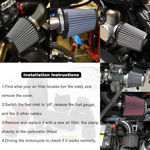 Filtre à air conique Poyracing 2, 2.15, 2.35 pouces pour moto et voiture, amélioration avec clips - Product Image 5