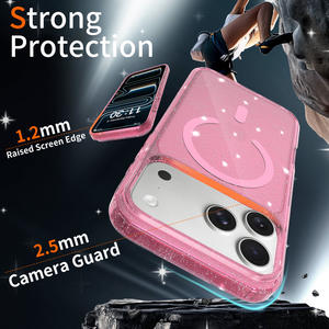 Funda Magnética Transparente con Purpurina para <span class=keywords><strong>iPhone</strong></span> 17 <span class=keywords><strong>Pro</strong></span> <span class=keywords><strong>Max</strong></span>, 17e, Air 16 <span class=keywords><strong>Pro</strong></span>, 15 Plus, <span class=keywords><strong>14</strong></span>, 13, 12, 11, Antigolpes, Brillante, para Mujer - Product Image 4