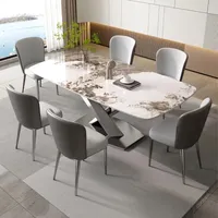 Table à manger en pierre frittée brillante - Une table à manger minimaliste moderne de conception italienne, durable, écologique, parfaite pour manger