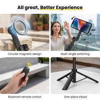 Trípode Magnético Telescópico Universal para Teléfono, Control Remoto Desmontable, Diseño Plegable Compacto, para Selfies, Vlogs y Transmisiones en Vivo