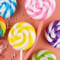 Piruleta Halal con Recubrimiento de Dibujos Animados Edición Ola Arcoíris 12g, Regalo para el Día del Niño, Caramelos Duros Coloridos con Sabores Frutales