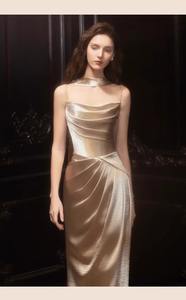 Женское блестящее вечернее платье-русалка, модное плиссированное, элитное, для помолвки, роскошное, для банкета, для невесты, выпускного вечера - Product Image 5