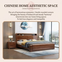 Lit mural moderne en bois massif avec plateforme, grand tiroir de rangement, finition noyer, taille King Size, pour chambre principale