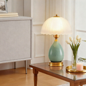 European Ceramic Table Lamp E27 LED Switch Control Eye Caring <b>Bedside</b> Desk Lighting - Product Image 1