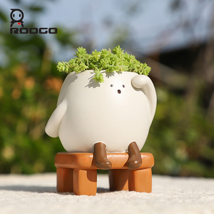 Décoration de jardin, de bureau ou de maison, design fantaisiste avec visage souriant et verdure, <span class=keywords><strong>cadeau</strong></span> unique <span class=keywords><strong>pour</strong></span> les amateurs de plantes, fait main - Product Image 4