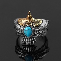 Ensemble de bijoux Design aigle pour hommes, bagues en forme d'animal Turquoise, usine, prix de gros direct, Offres Spéciales