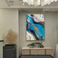 Art mural en verre Golden Tree, design moderne nordique courbé, cadre en alliage d'aluminium, peinture décorative pour salon
