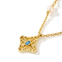 Ensemble de bijoux Mylove en laiton plaqué or avec perles d'eau douce naturelles et zircon bleu, collier, boucles d'oreilles, bracelet, vente en gros pour mariage