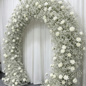 Arco Floral Redondo de Rosas Blancas Densas, Realistas, de Seda, Marco de Flores Artificiales para Bodas y Tableros de Bienvenida de Graduación - Product Image 4
