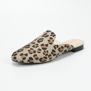 Top top qualité unisexe relax mules léopard femmes en cuir véritable mules plates sans lacet confortable <span class=keywords><strong>espadrilles</strong></span> sandale - Product Image 3