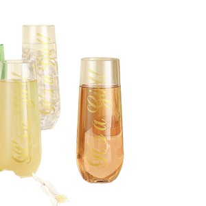 Flûte Tengqun 9 oz en verre PET, haute qualité, recyclable, transparente comme du cristal, personnalisable, pour vin rouge transfrontalier - Product Image 6
