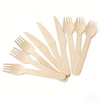 Ensemble de couverts jetables en bois de bouleau compostable de qualité supérieure (couteau, fourchette, cuillère) pour restaurants haut de gamme