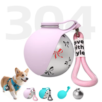 Gourde sphérique portable en acier inoxydable 304 et silicone, motif arc, pour chien, qualité alimentaire, légère, facile à accrocher