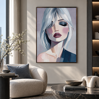 Tableau sur toile Portrait Femme Cheveux Bleus – Art Moderne Beauté pour Décoration Murale Salon, Chambre, Boutique, Hôtel