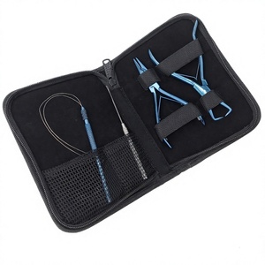 Vente en gros d'outils de coiffure durables en acier inoxydable avec revêtement bleu plasma double ressort pince de nez à chaîne pince d'extension de cheveux qualité - Product Image 1