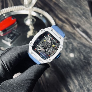 A trendy new high-end luxury men's mechanical <b>watch</b> with power reserve, waterproof <b>rubber</b> strap and skeletonized dial - Product Image 1