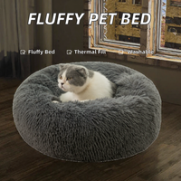 Coussin rond en peluche pour chien, doux et moelleux, pour l'hiver, avec housse amovible et lavable, idéal pour l'intérieur