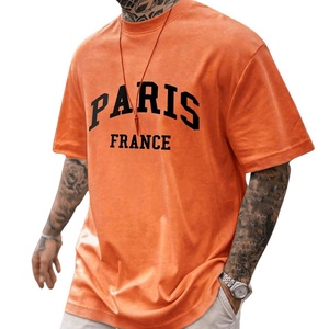 T-shirt d'été vintage respirant et anti-plis à col rond et manches courtes avec imprimé graphique et lettres surdimensionnées pour jeunes hommes - Product Image 6