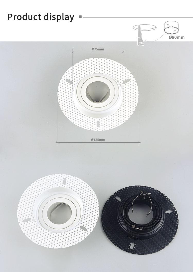 IP20 80mm Cutting Living Room Recessed Spotlights , Trimless Adjustable Downlights