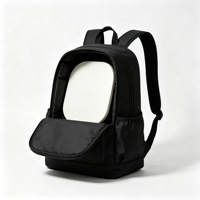 Sac à dos de pickleball noir compact avec poche latérale pour raquette, compartiment avant zippé, bretelles rembourrées en maille, doublure en polyester