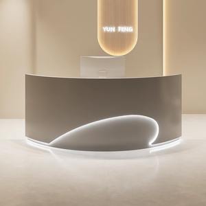 Comptoir d'accueil de clinique moderne extra large Bureau de réception en bois de luxe Bureau de réceptionniste moderne à l'avant - Product Image 5