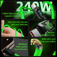 Câble de charge rapide Piva 1,5 m 480 Mbps en silicone liquide avec affichage numérique Type C vers C PD240W pour ordinateur portable, tablette, téléphone