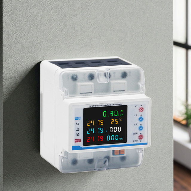 Tuya Smart WiFi 100A Circuit Breaker LED Multi-Function Meter Overcurrent Delay Overload Protection Three-Phase Stabilizer