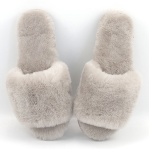 Open Toe delle donne Accogliente Casa Sandali Morbido Piatto Indoor Outdoor Nero Fuzzy Fluffy Pelliccia di pelle di Pecora Pelliccia di Diapositive - Product Image 4