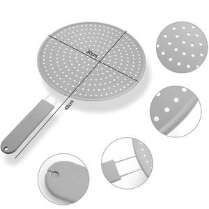 Écran anti-éclaboussures de cuisine en silicone avec poignée, résistant à la chaleur, protection contre les éclaboussures d'huile, couvercle de drainage, couvercle de poêle à frire - Product Image 1