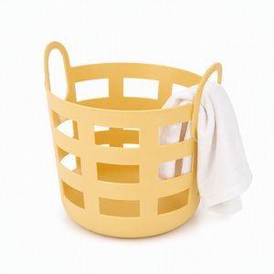XL Capacity Yellow Plastic Laundry Basket Breathable Clothes <b>Hamper</b> with Handles for Bathroom <b>Storage</b> - Product Image 4