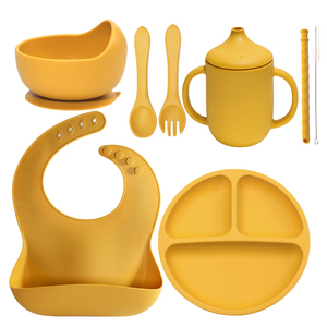 ชุดอาหารสําหรับเด็กที่เลิกดื่มขั้นต่ําขั้นต่ํา ชุดดูดผ้ากันเปื้อนและจานช้อน ชุดให้อาหารเด็กซิลิโคน - Product Image 2