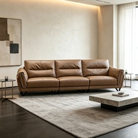 Canapé 4 places en cuir véritable de style italien de luxe, canapé droit pour salon, meubles pour la maison, hôtel, personnalisable