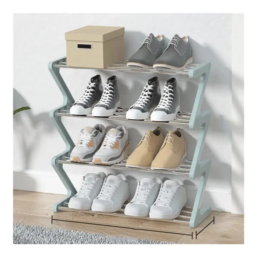 Prateleira de metal para sapatos, organizador em forma de Z para sapatos, 8 a 10 pares, 3 camadas, empilhável, ideal para sapatos