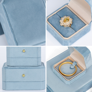 Zebopak Light Blue Suede Octagon Jewellery <b>Box</b> Set with Ring Necklace Bracelet <b>Christmas</b> Holiday Gift Collection Supplier - Product Image 4